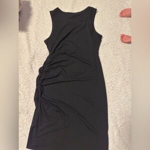 Black Ruched Midi Dress